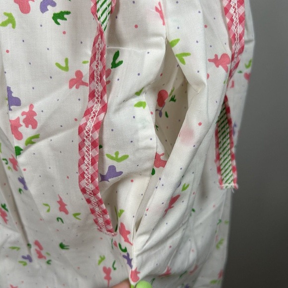 Vintage 70s Bill Tice Sz 14 White Floral Apron Midi Prairie Cottage Dress NWT - Picture 7 of 12